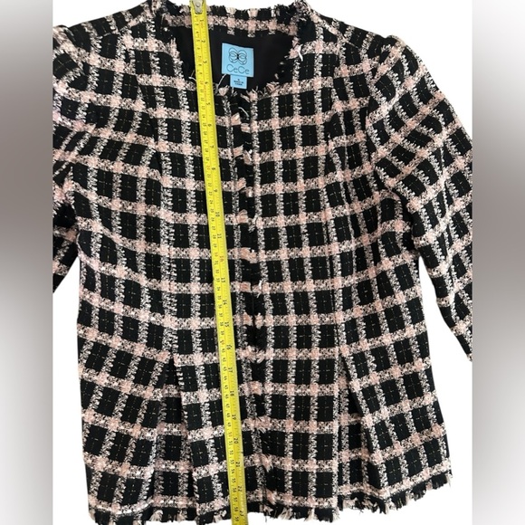 NWT-CeCe Black and Pink Long Sleeve Grid Tweed Frayed Blazer/Jacket Size‎ 6 - Picture 9 of 10